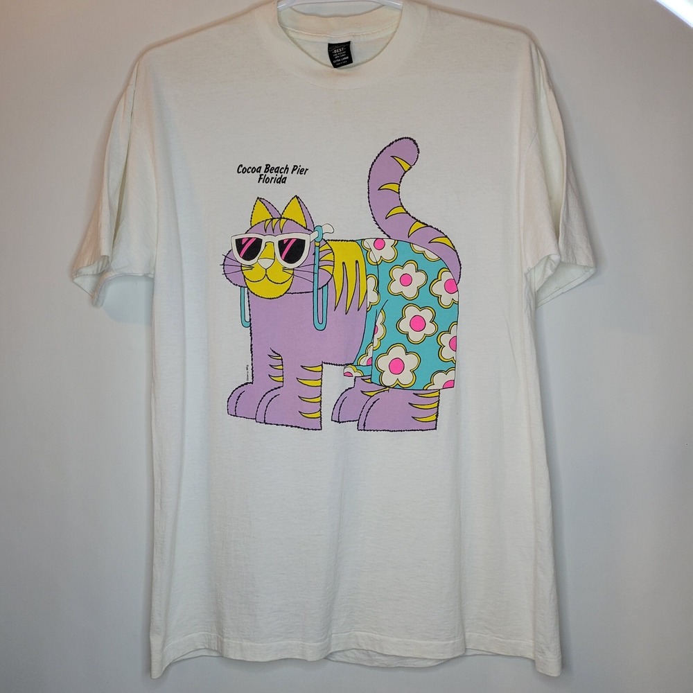 Cocoa Beach Florida T Shirt Size XL Sherrys Best Puffy Cat